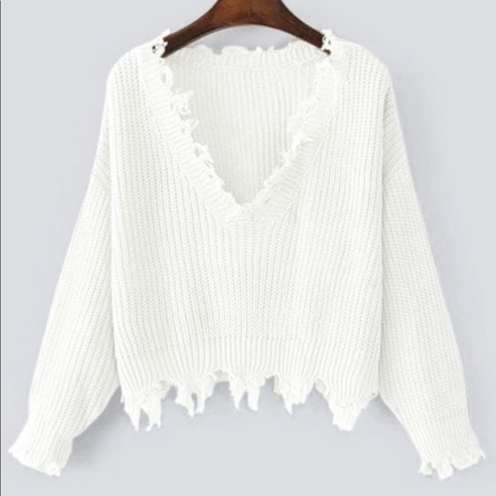 Zaful Cropped White Sweater